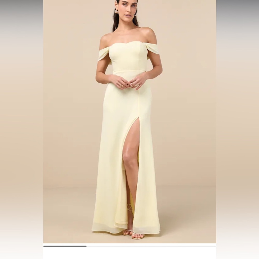 Off-Shoulder pale Yellow lulus dress
